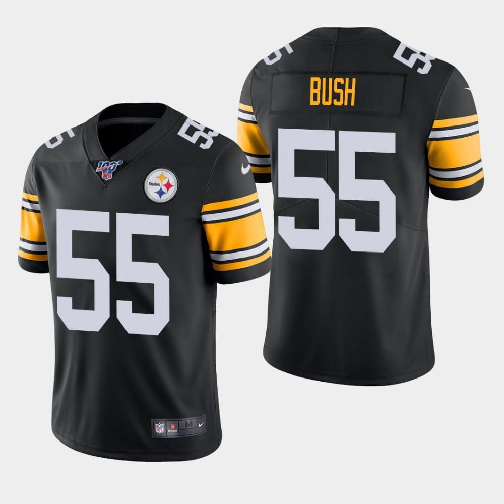 Men Pittsburgh Steelers #55 Devin Bush Nike Black 100th Limited NFL Jersey->baltimore ravens->NFL Jersey